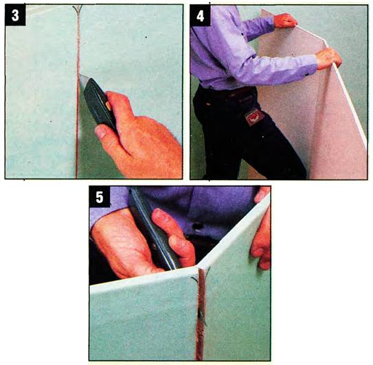 Cutting drywall is also easy - score the paper with a utility knife, use your knee on the backside, and slice the paper on the backside