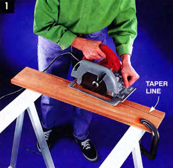 Mark the taper line and cut it with a circular saw