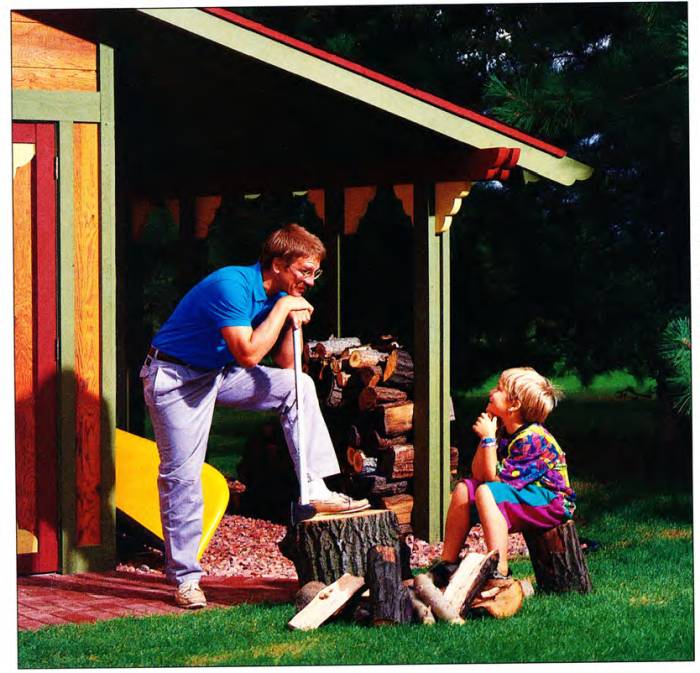 This yard shed offers great storage space under its eaves