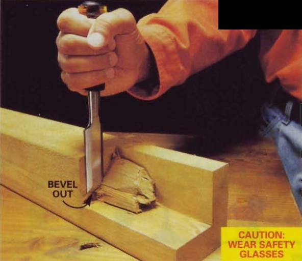 chop larger amounts of material with a chisel